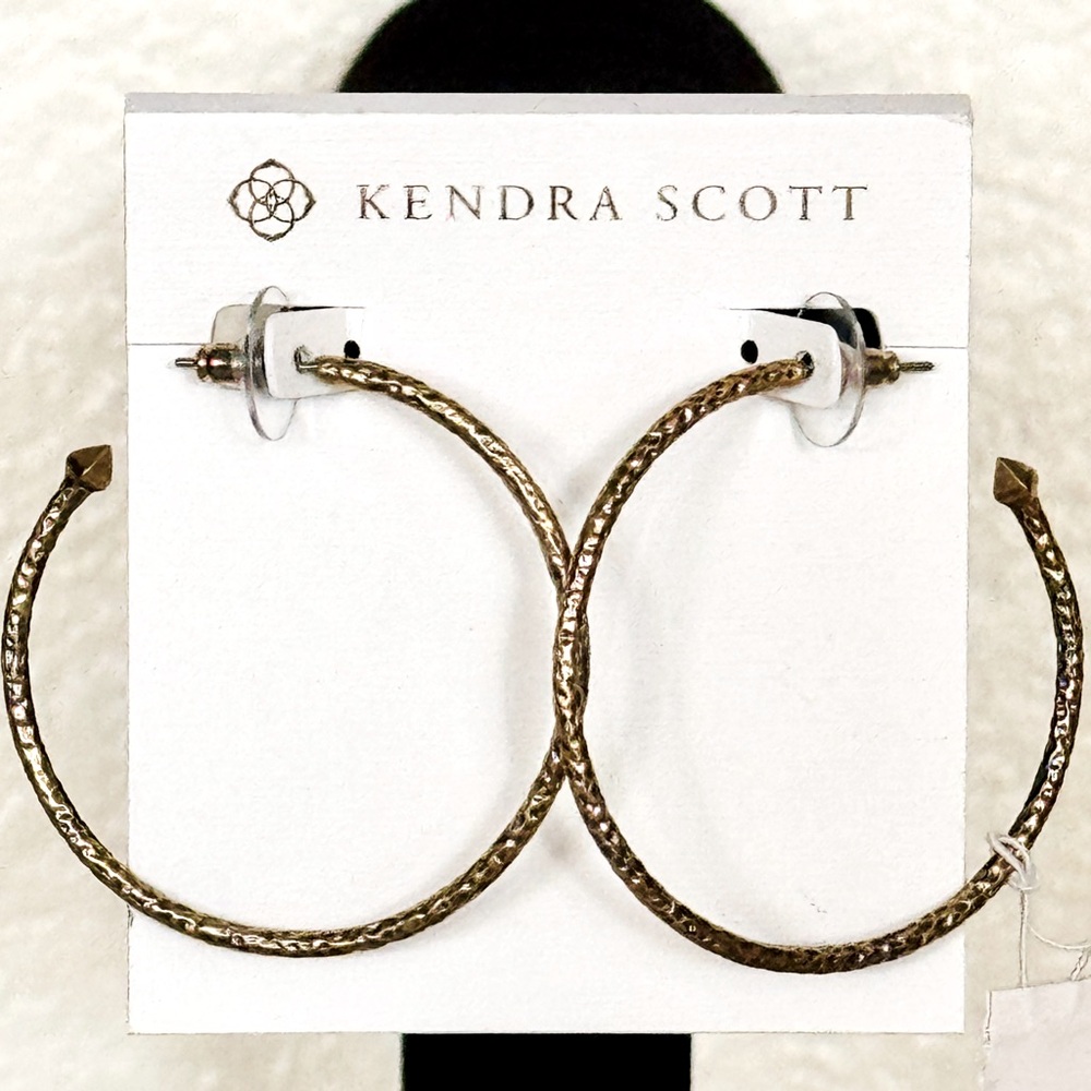 Kendra Scott Hammered Hoop Earrings Vintage Gold NWT